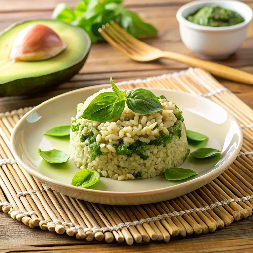 Bowl de Arroz Integral con Espinacas y Salsa de Palta